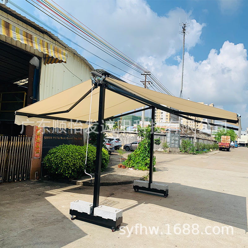 供应户外遮阳双开篷 蝴蝶篷 双开式伸缩篷 八字遮阳篷 电动遮阳篷