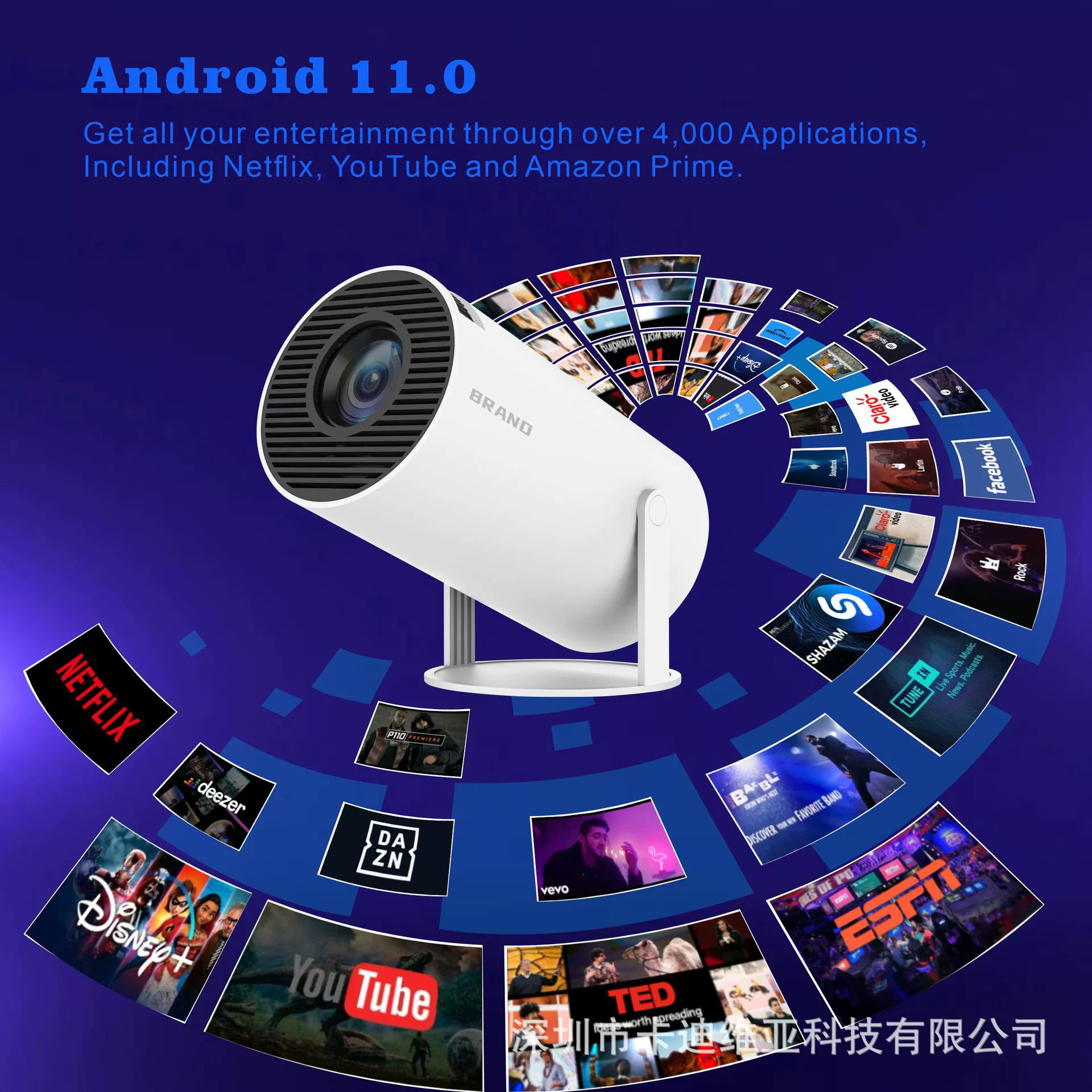 Новый HY300 1080P WiFi HD 해외 Android 12 5G Bluetooth портативный домашний мини проектор