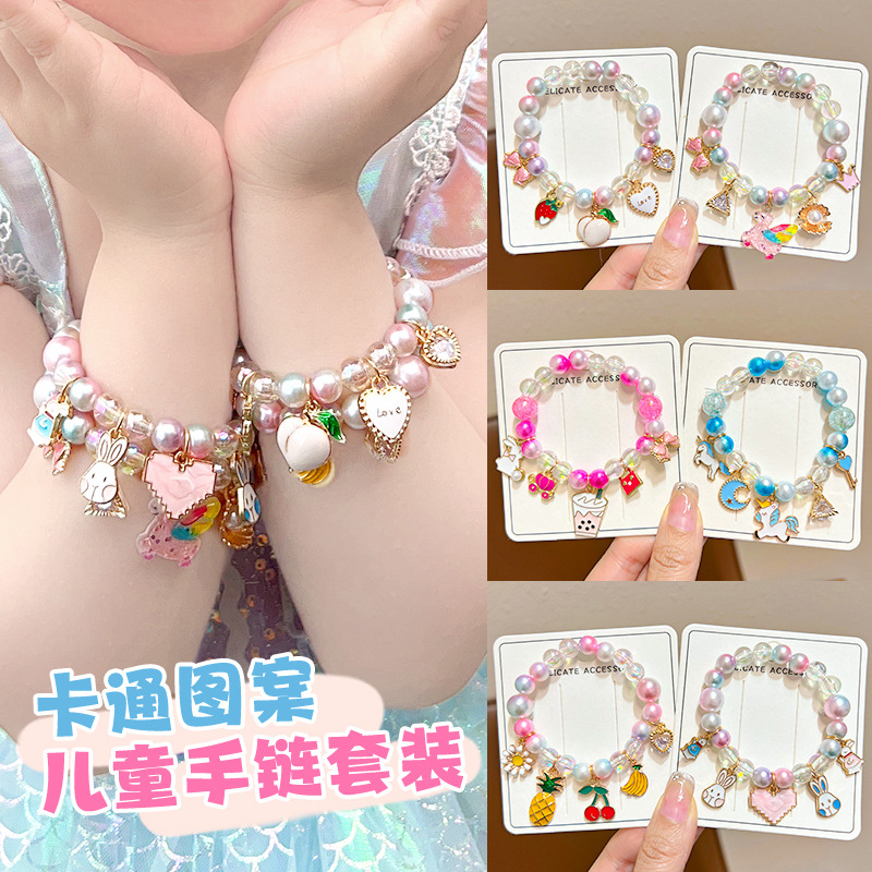 Brazaletes lindos colgante de niña accesorios de dibujos animados joyas de beads princesa de nieve joyas de pulseras de niños