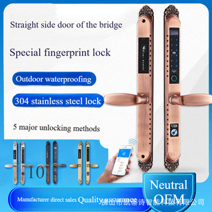 Single-Sided Fingerprint Lock Outdoor Patio Entrance Door