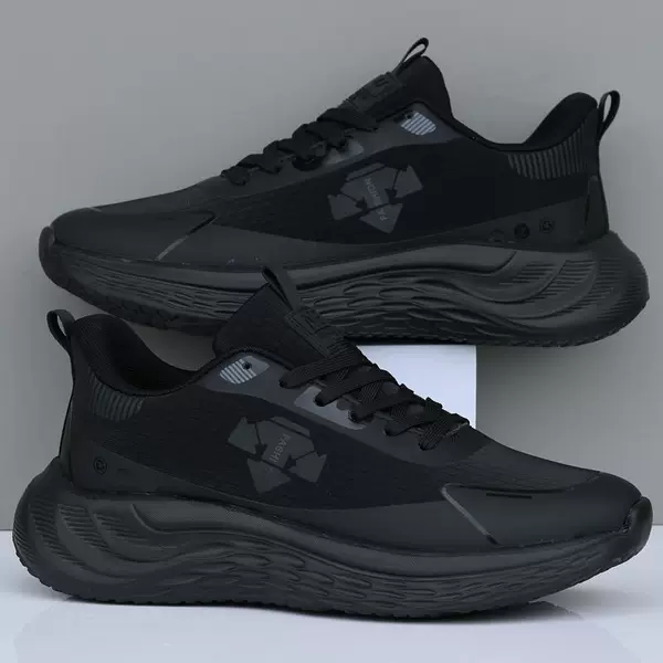 Running Shoes 2025 New Men's Shoes Waterproof Leather Sports Shoes Men's Casual Running Shoes Men's Thick-Soled Black Trendy Shoes