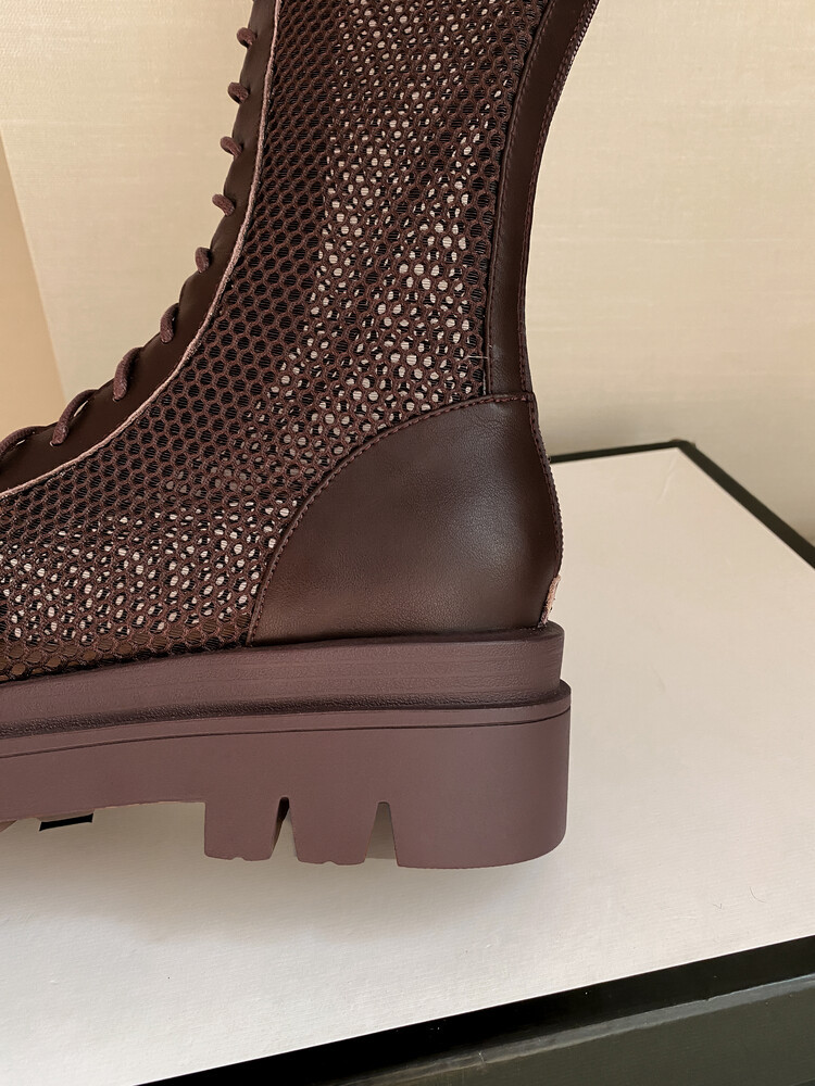Boot lưới da thật cổ cao đế dày thoáng khí mùa xuân hè phong cách kỵ sĩ buộc dây — Màu nâu ống lớn, Màu đen cổ ống lớn, Ống nhỏ màu đen, Ống nhỏ màu be chi tiết 28
