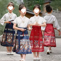 Детская юбка Hanfu Mamian в китайском стиле для девочек, костюм династии Мин Тан, наряд для выступлений, улучшенный комплект верхней одежды в древнем стиле, летняя тонкая версия