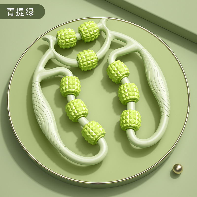 Cross-Border Circular Leg Beauty Device Massage Roller Mace Muscle Stretching Relaxation Non-Slimming Leg 9-Wheel Leg Roller Artifact