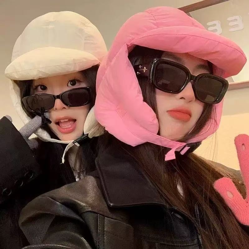 Down Lei Feng Hat Women's Winter Hat Fleece-Lined Warm Mountaineering Ear Protection Flying Hat Men's Outdoor Cycling Windproof Snow Hat Down Lei Feng Hat Women's Winter Hat Fleece-Lined Warm Mountaineering Ear Protection Flying Hat Men's Outdoor Cycling Windproof Snow Hat