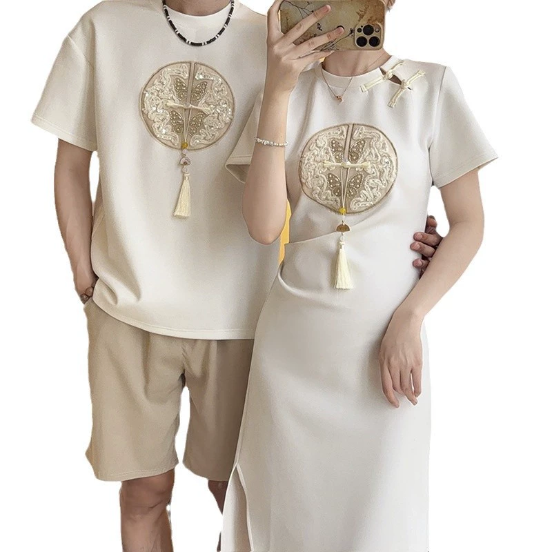 Летняя пара одежда для возлюбленной, облегающее платье, футболка соShort sleeve