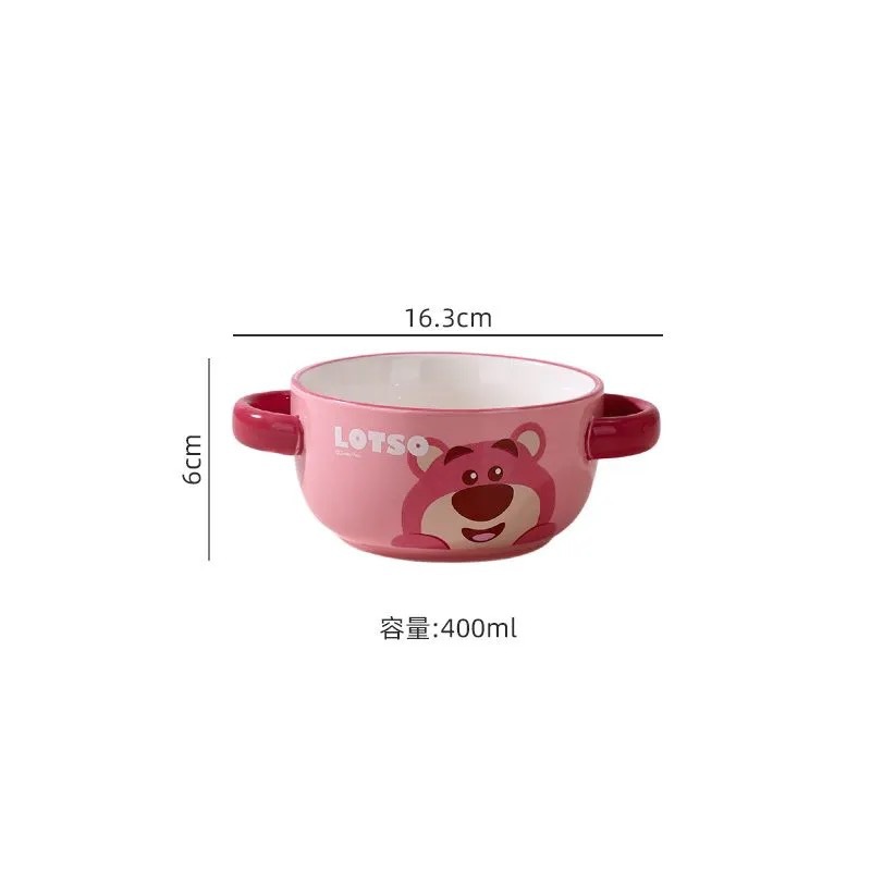 Disney Pooh Stitch Ceramic Baby Ensalada linda para niños Té de la tarde Disco reductor de grasa Disco de tres comparticiones