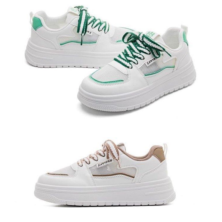 2024 primavera nueva moda versátil zapatos blancos pequeños zapatos deportivos casuales de mujer zapatos de papá explosión zapatos de suela gruesa