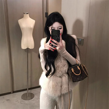 秋冬贵气高级感拼接毛毛马甲上衣女纯欲氛围感加厚环保毛皮草外套