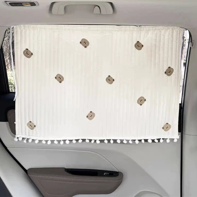 Sun Block Cute Cartoon Car — Car curtains - quilted-wool-ball-embroidered-curtain-cloud-bear
