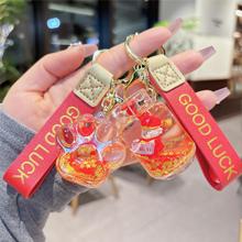 新年红蛇年国潮流沙财神爷钥匙扣吉祥物红色大吉发财包时尚挂饰批