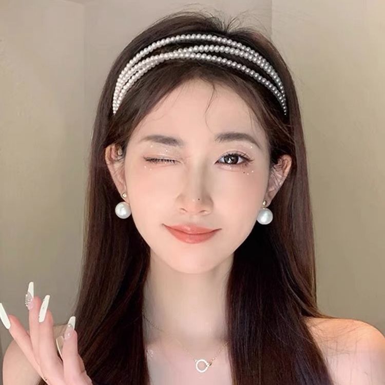 新しいパールヘアバンド、スーパーフェアリーフレンチロマンチック、ハイエンド、インターネットセレブ洗顔、高頭蓋圧ヘアピン、ヘアアクセサリー、女性用ヘッドウェア|undefined