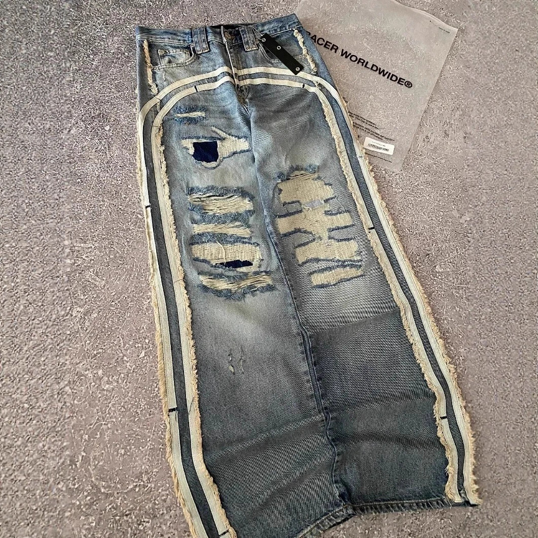 Europa y Estados Unidos transfronterizos retro gótico americano Harajuku y2k personalidad estilo callejero agujeros jeans casuales pantalones de piernas