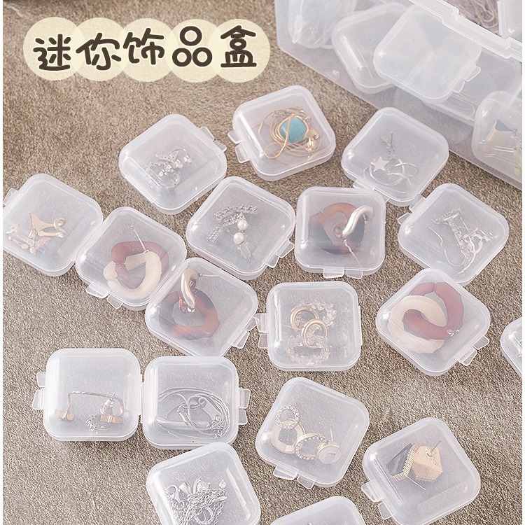 Hot-Selling New Plastic Transparent Box, Mini Square Box, Necklace Ring Anti-Oxidation Jewelry Box, Nail Art Accessories Box