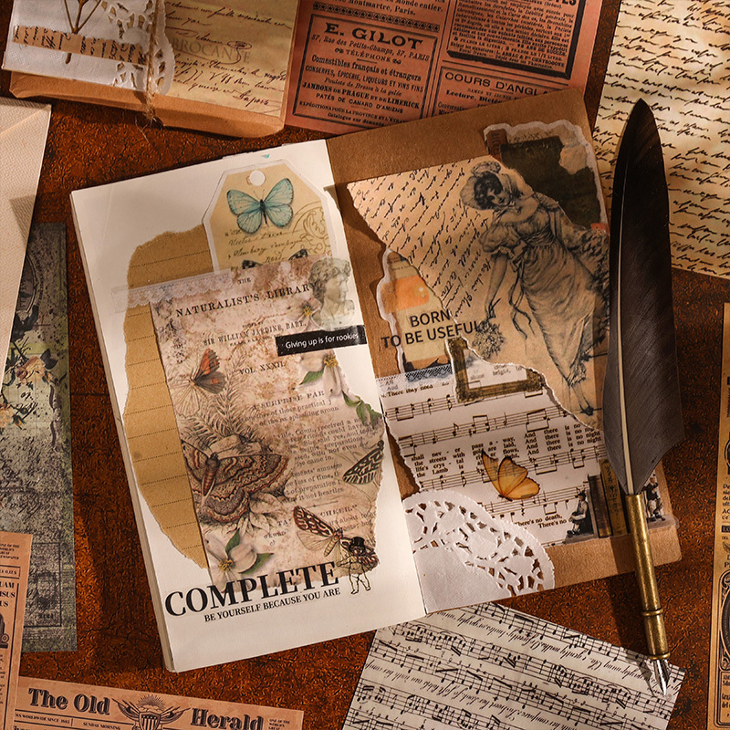 La historia clásica serie Diario material de papel retro Diario material de este creativo Inglés carta papelería pegatina traje