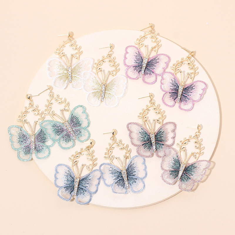 Fashion Metal Lace Butterfly Earrings Wholesale display picture 2