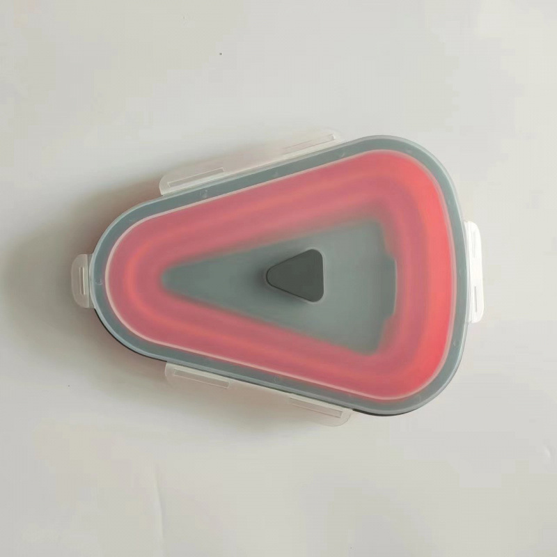 Caja de pizza plegable de Amazon Triangle Food Grade Silicone Reutilizable Caja de almacenamiento plegable