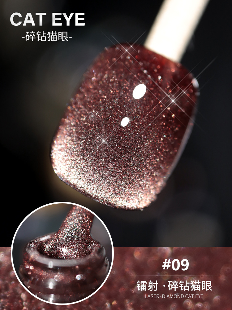 Esmalte de Uñas de Gel Ojo de Gato Láser 2025 Nuevo Arte de Uñas Gel Ojo de Gato Cristal Diamante Brillante