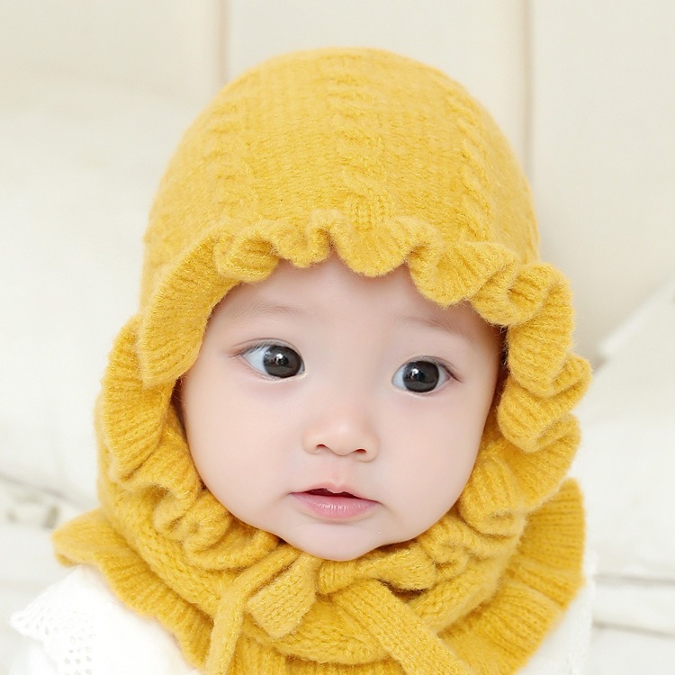Sombrero DE LOS NIÑOS bufanda invierno Bebé sombrero de lana Corea del Sur nuevo bebé sombrero invierno lindo encaje sombrero traje femenino image 2