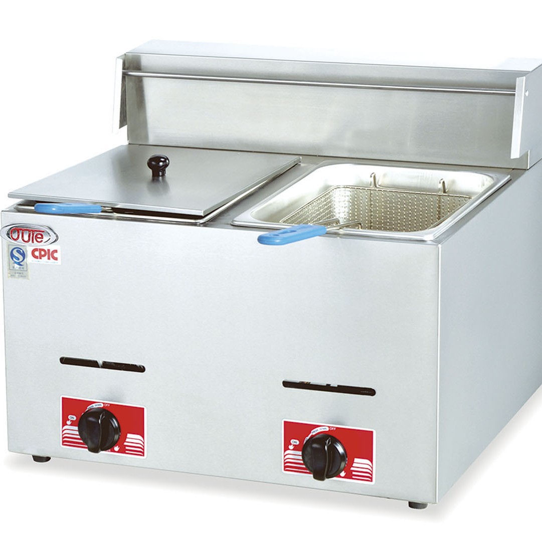 爆款燃气炸炉OT-72台式双缸双筛电炸锅商用油炸机薯条机欧特厂家