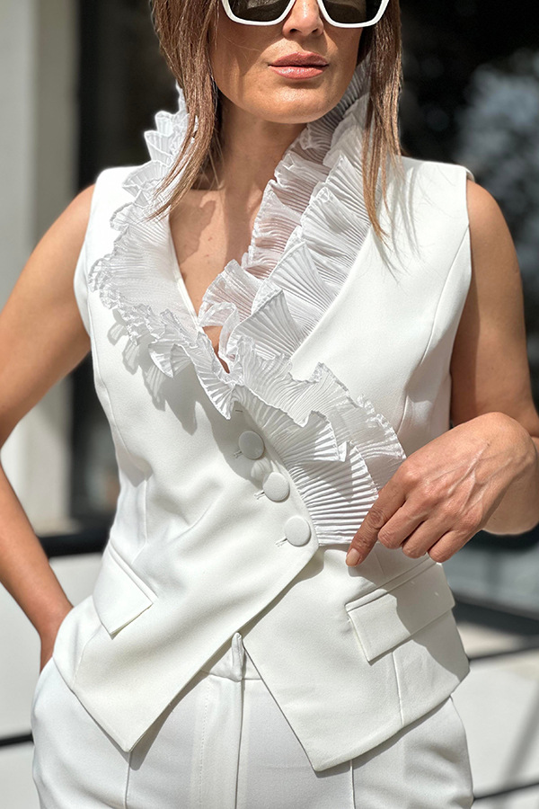 Damenbekleidung Frühjahr und Sommer neue Mode ärmellose Hosenanzug lässige Taschenweste zweiteiliger Anzug für Frauen_voghion.com