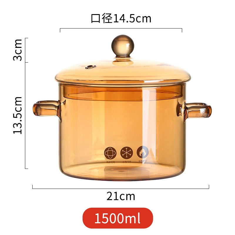 Amber Glass Stew Pot with Lid - двойной край чаши для лапши, электрический подогрев, 13,5 л/1,5 л/1,9 л