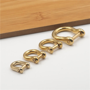 Pure Copper Horseshoe Buckle Car Keychain Brass Cloth Buckle Japanese Edition One-word Bar D Buckle Luggage Leather U-shaped Shackle