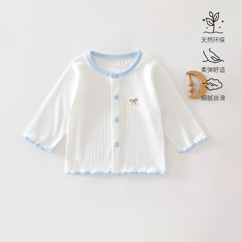Source Factory Children's Cardigan Summer Thin Breathable Sweat-Wicking Jacket Baby Clothes Baby Outing Wear Home Wear