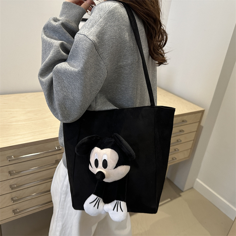 Bolso de hombro de moda simple de dibujos animados para mujeres 2024 invierno nuevo estilo coreano de gran capacidad lindo bolso de nylon