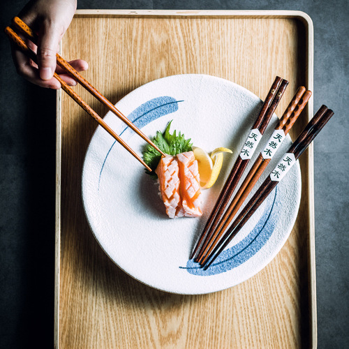 Japanese style pointed solid wood chopsticks ironwood tortoise shell wooden tableware chopsticks Japanese style non-slip literary and artistic cuisine sushi chopsticks wholesale