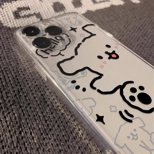 Transparent Apple phone case 15 suitable for iPhone 16 cartoon line dog 13 Apple 11 protective cover space soft shell