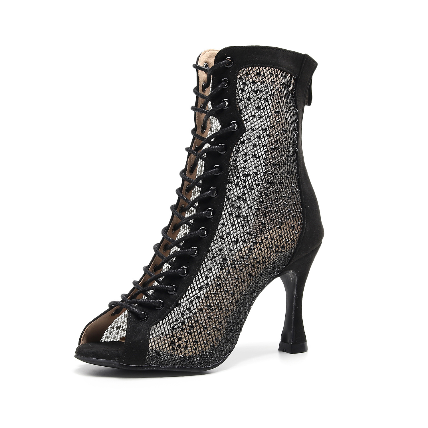 Dancing women's shoes hot diamond four seasons new black high heel dance boots soft sole fashion autumn and winter jazz dance heels_voghion.com