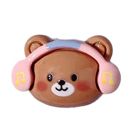 Nuevos dibujos animados brillante cara rosa osos joyería caja de teléfono celular agujero agujero cordón de cabeza de zapato DIY accesorios de resina de pegamento de crema