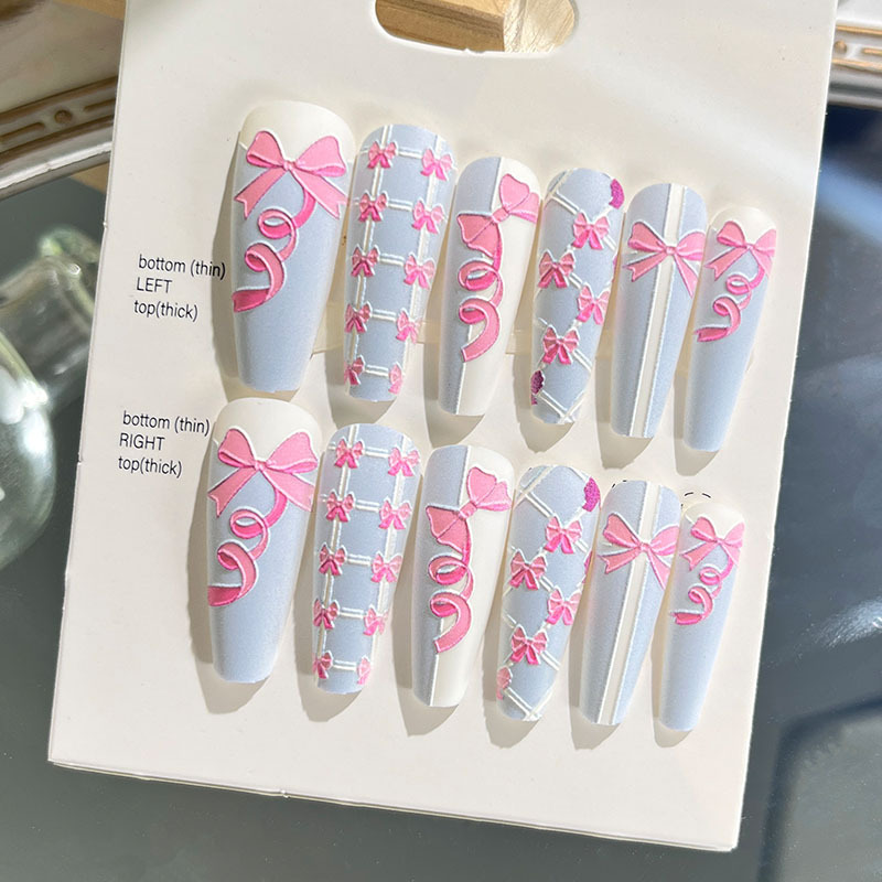 Nuevas uñas portátiles para adultos, uñas en relieve estéreo, parches de manicura, uñas postizas, uñas terminadas, uñas largas de ballet