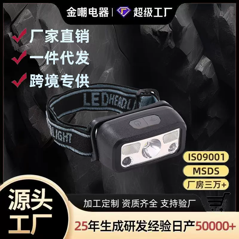强光爆亮可充电户外头灯超亮钓鱼专用带感应超长续航头戴式手电筒