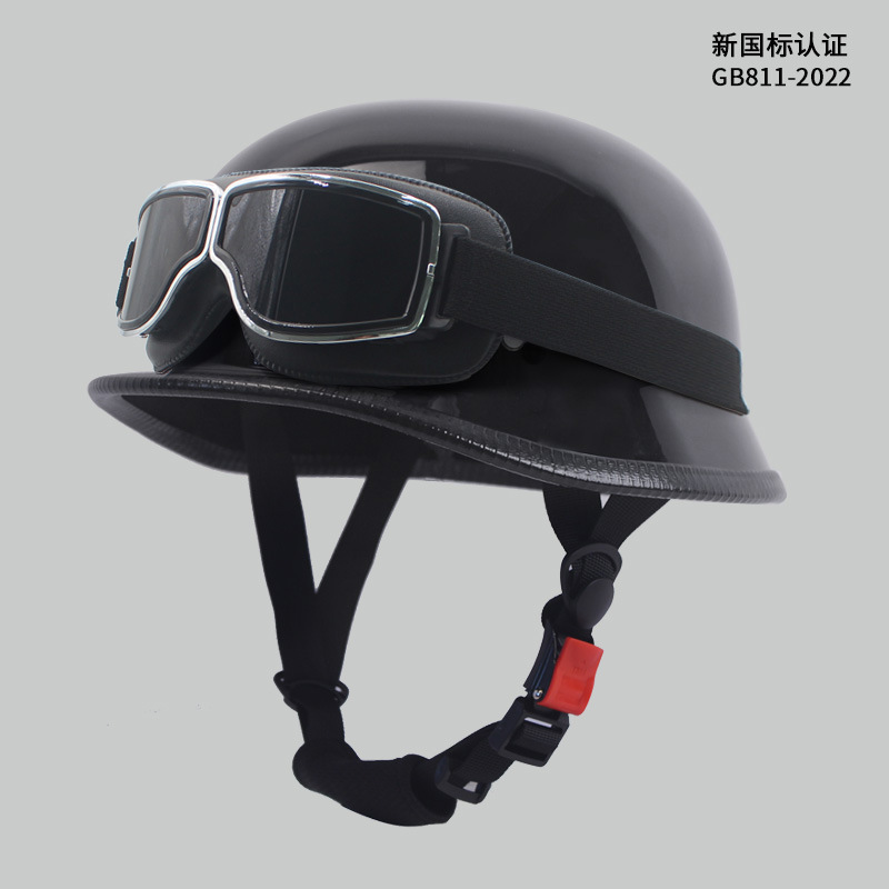 MAHAER Nuevo estándar nacional para hombres y mujeres Ha Retro Cruise Prince Half Casco Lei Net Red Coche eléctrico Casco de seguridad Casco