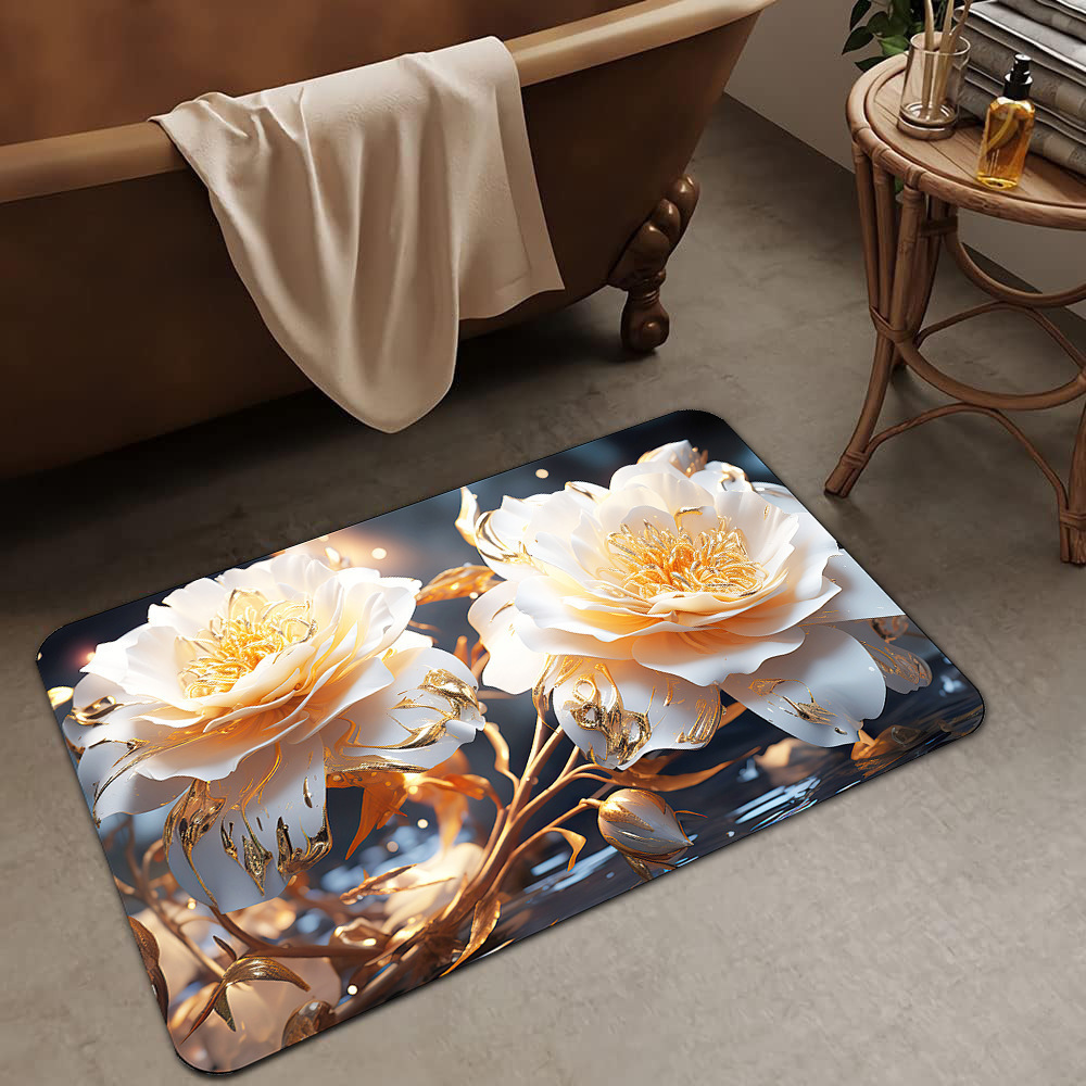 Alfombrilla de barro de diatomeas de flores tridimensionales de lujo ligero transfronterizo, alfombrilla de baño, alfombrilla de pie absorbente y antideslizante para el hogar, alfombrilla de entrada