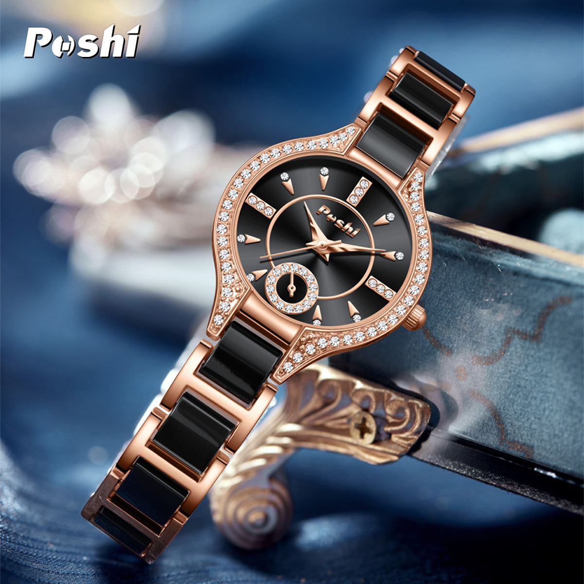 Reloj de mujer de lujo ligero retro de temperamento de reloj de la marca POSHI