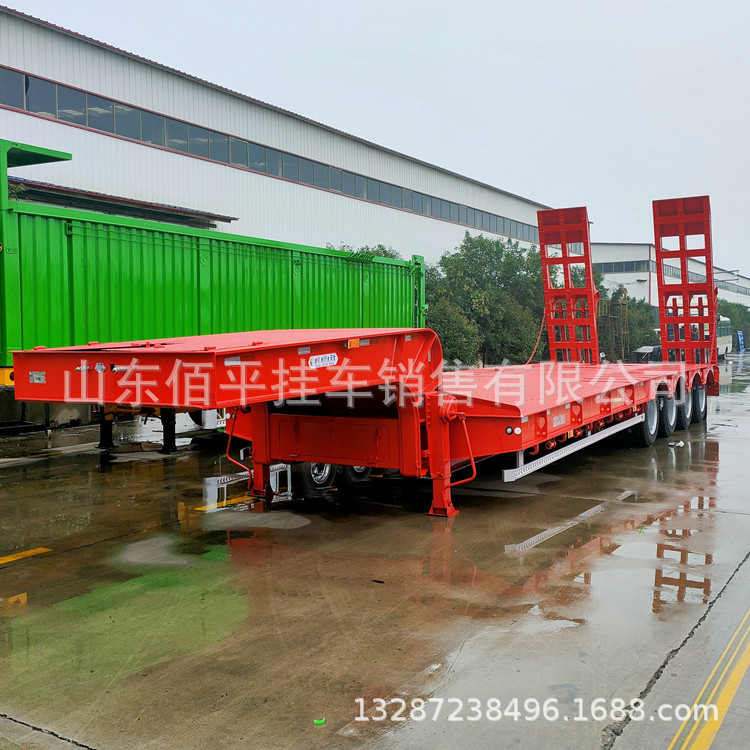 机械设备运输低平板半挂车 大型挖掘机 钢材运输2轴低板半挂车
