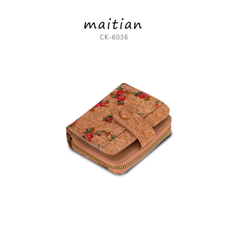 2026 New Cork Wallet Bohemian Style Printed Women's Multi-Compartment Card Holder Short Buckle Coin Purse