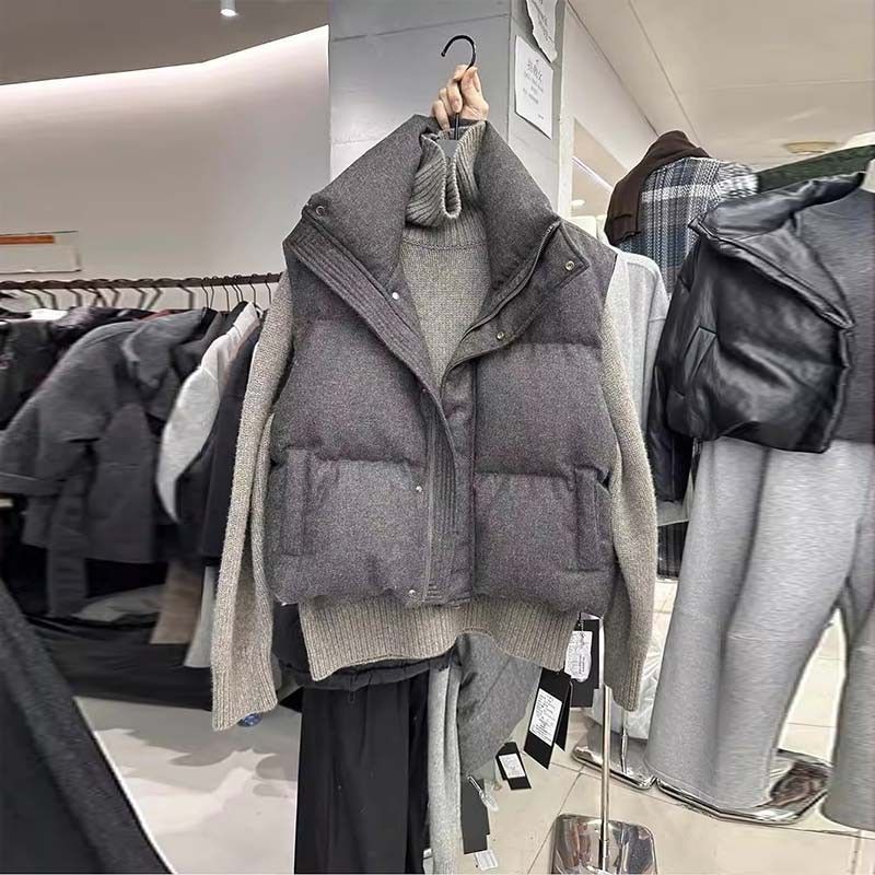 韩版时尚羽绒棉马甲女短款冬季保暖棉背心宽松外套立领无袖坎肩潮|undefined