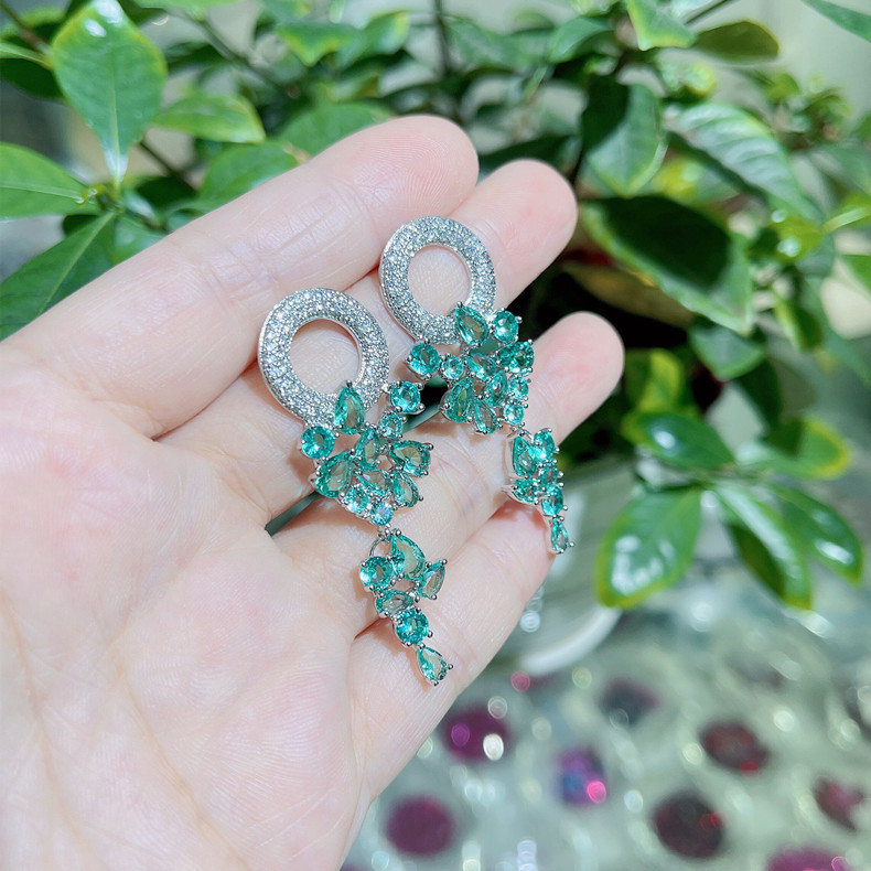 925 Sterling Silver, Copper Ear Needle Material White Gold Plated Plating Material Zircon Inlay Material 1 Pair Luxurious Geometric Plating Inlay Copper Zircon White Gold Plated Drop Earrings