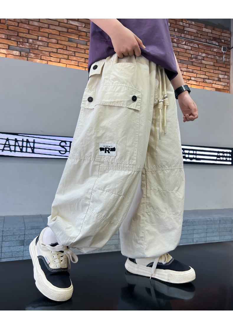 Pi Shuai Pojkar Tunna 2024 Nya Myggsäkra Mellanstorlekar Stora Barn Sommararbetsbyxor Trendiga_voghion.com