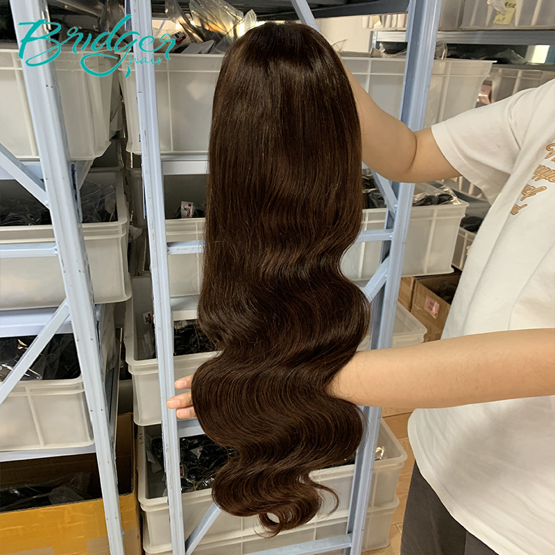 13*4 Lace Headgear Human Hair Color #2 Human Hair Lace frontal wigs_voghion.com