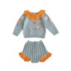 Autumn children's knitted set girl's, jacket, with embroidery