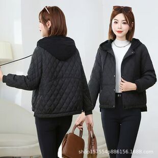 Cotton-padded jacket women's short coat 2024 autumn and winter new cotton-padded jacket short fashionable hooded light down cotton-padded jacket