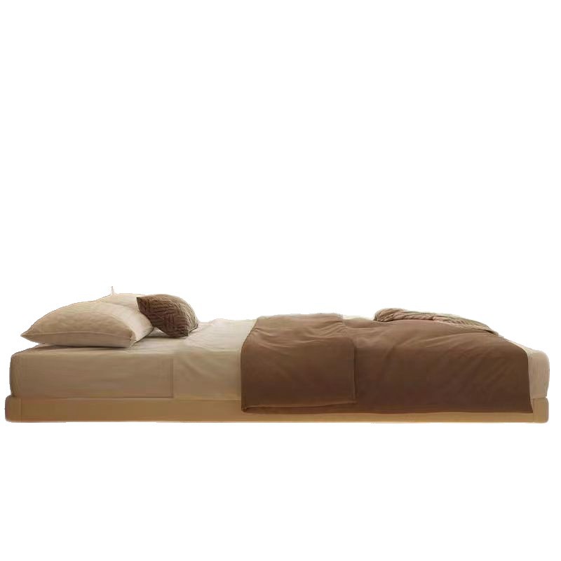 Sin cama, almacenamiento suspendido, cama con lámpara, cama principal de cuero simple moderno, cama grande sin respaldo, cama minimalista italiana