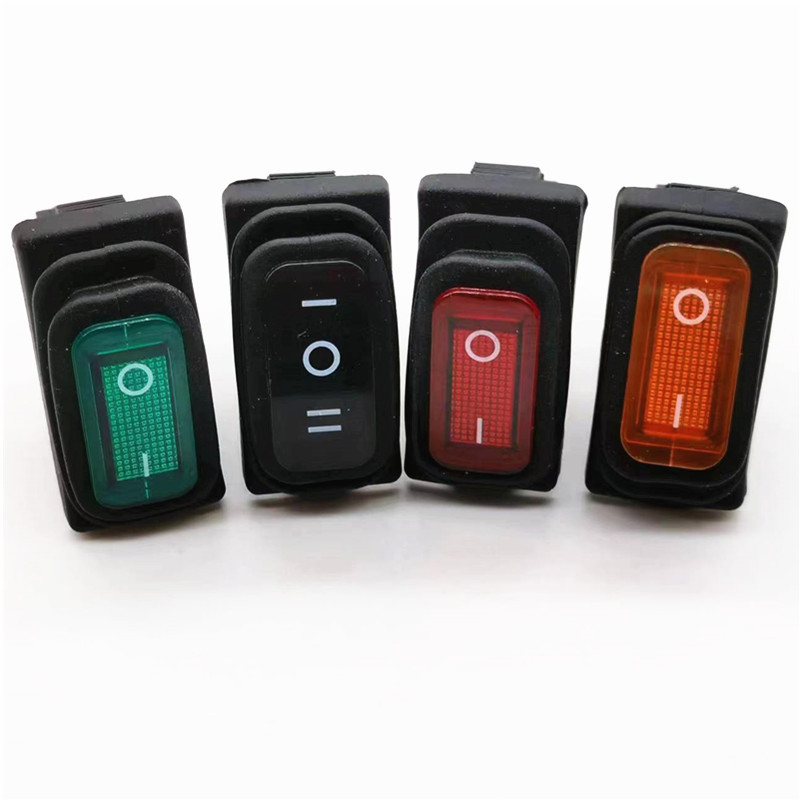 供应KCD3两档三脚防水船型开关长方形带灯 防尘防油翘板开关 跷板