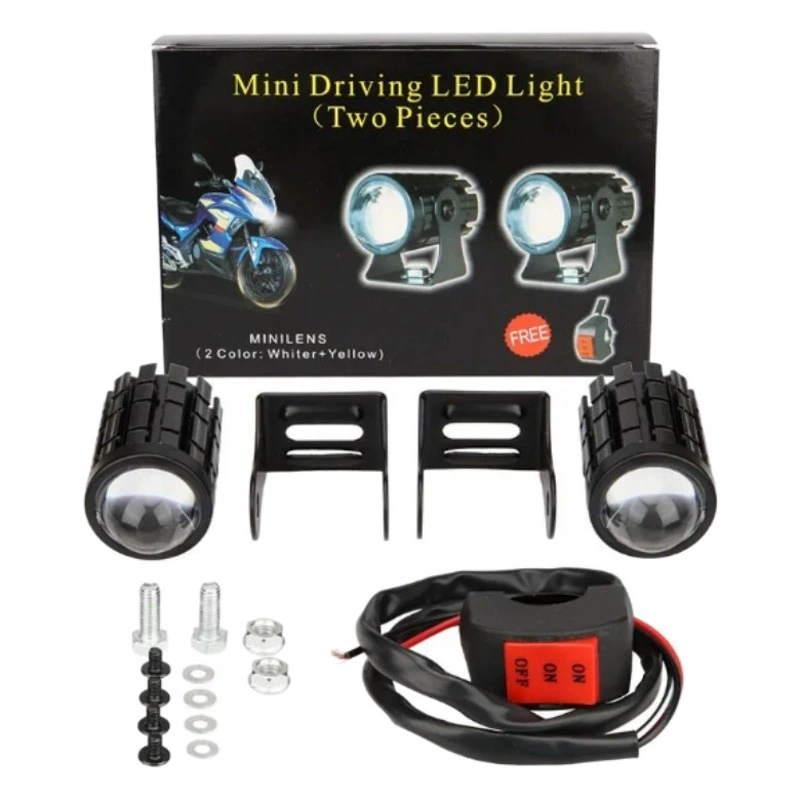 Трансграничный горячий мотоциклетный прожектор далеко и близко Модифицированная светодиодная фара, двухцветная маленькая стальная пушка, водонепроницаемая супер яркая