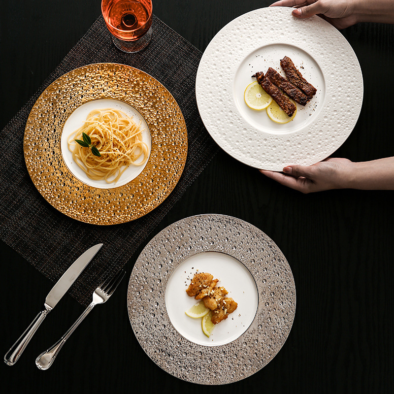 北歐牛排餐盤西餐盤家用陶瓷盤子高級感輕奢高顏值早餐意面平盤